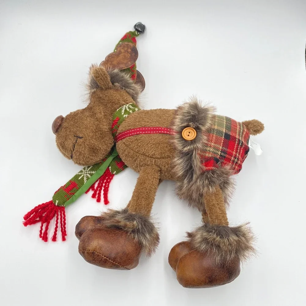 Christmas Plush Standing‎ Reindeer Moose with Hat & Scarf Holiday Decoration